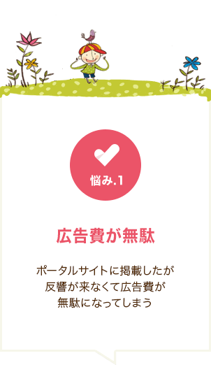 広告費が無駄：ポータルサイトに掲載したが、反響が来なくて広告費が無駄になっている